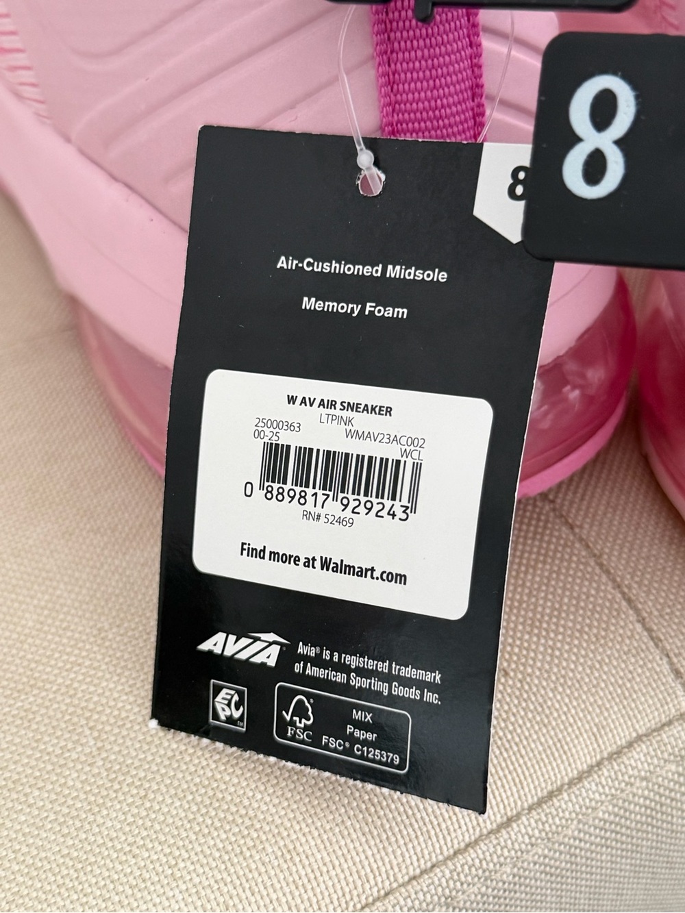 Avia Pink Women's Air-Cushioned Athletic Sneakers - Picture 6 of 6